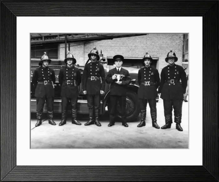 Framed Print : LFB firefighting crew with open pump vehicle Framed Print : LFB firefighting crew with open pump vehicle
