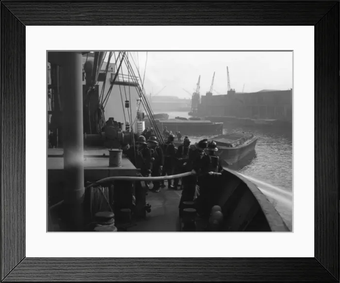 Framed Print : B Division training exercise, London Docks Framed Print : B Division training exercise, London Docks