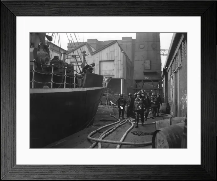 Framed Print : B Division training exercise, London Docks Framed Print : B Division training exercise, London Docks