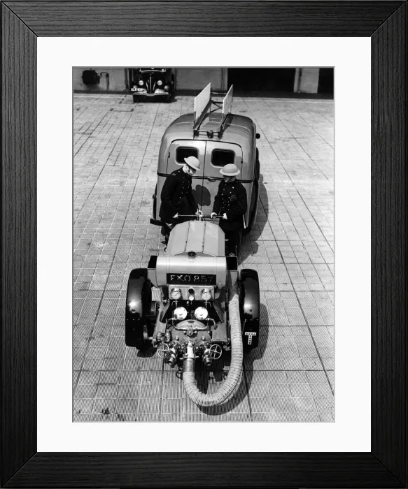 Framed Print : Towing vehicle and light trailer pump, WW2 Framed Print : Towing vehicle and light trailer pump, WW2