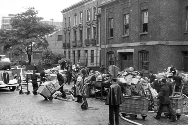 Blitz in London -- salvaged mail, Calthorpe Street, WW2