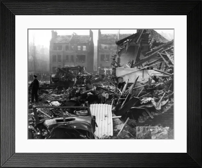 Framed Print : Blitz in London -- Mansfield Road sub-station, WW2 Framed Print : Blitz in London -- Mansfield Road sub-station, WW2