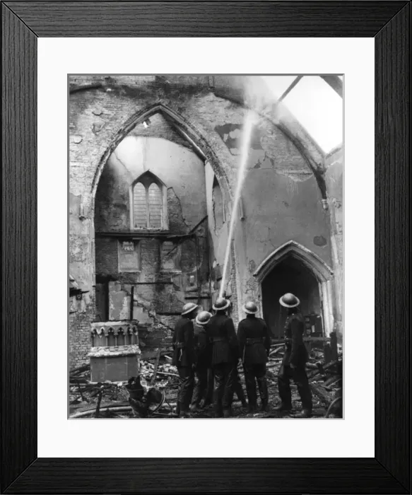 Framed Print : Blitz in London -- inside a bombed church, WW2 Framed Print : Blitz in London -- inside a bombed church, WW2