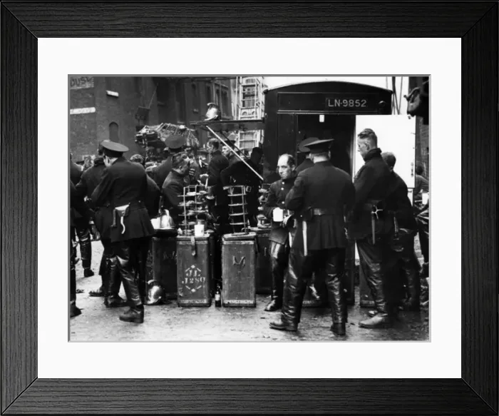 Framed Print : Firefighters on refreshment break, Wapping, East London Framed Print : Firefighters on refreshment break, Wapping, East London