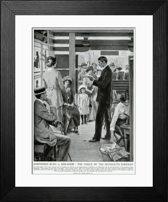 Framed Print : Making a silhouette: a fairground silhouettist Framed Print : Making a silhouette: a fairground silhouettist