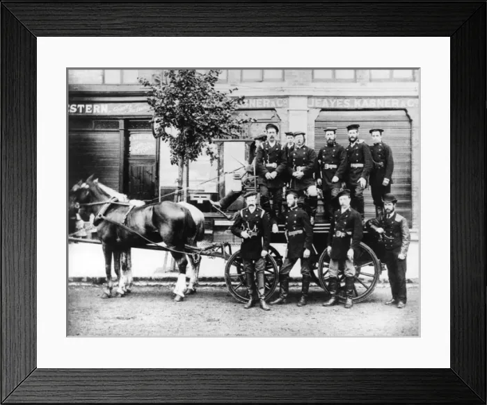 Framed Print : Ealing Fire Brigade with horse-drawn appliance Framed Print : Ealing Fire Brigade with horse-drawn appliance