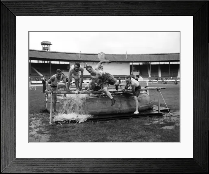 Framed Print : LFB firefighters in water dip, obstacle race Framed Print : LFB firefighters in water dip, obstacle race