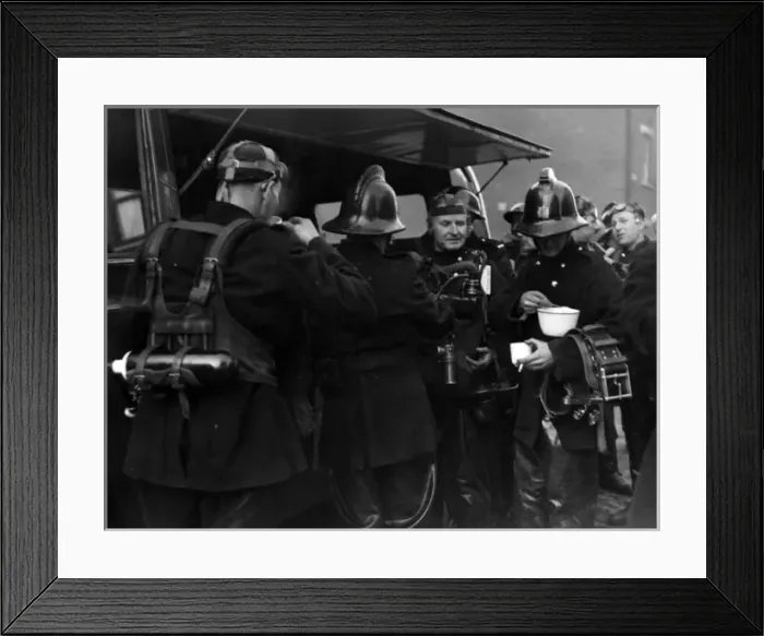 Framed Print : Firefighters taking a break, Victory Place, SE17 Framed Print : Firefighters taking a break, Victory Place, SE17