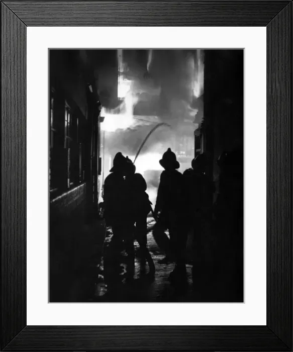Framed Print : Firefighters in action, Victory Place, SE17 Framed Print : Firefighters in action, Victory Place, SE17