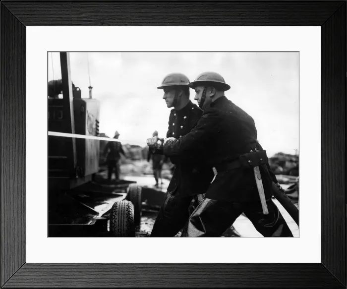 Framed Print : Firefighters in action, Mitre Wharf, Scrubs Lane, NW10 Framed Print : Firefighters in action, Mitre Wharf, Scrubs Lane, NW10