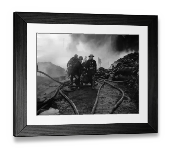 Framed Print : Firefighters in action, Mitre Wharf, Scrubs Lane, NW10 Framed Print : Firefighters in action, Mitre Wharf, Scrubs Lane, NW10