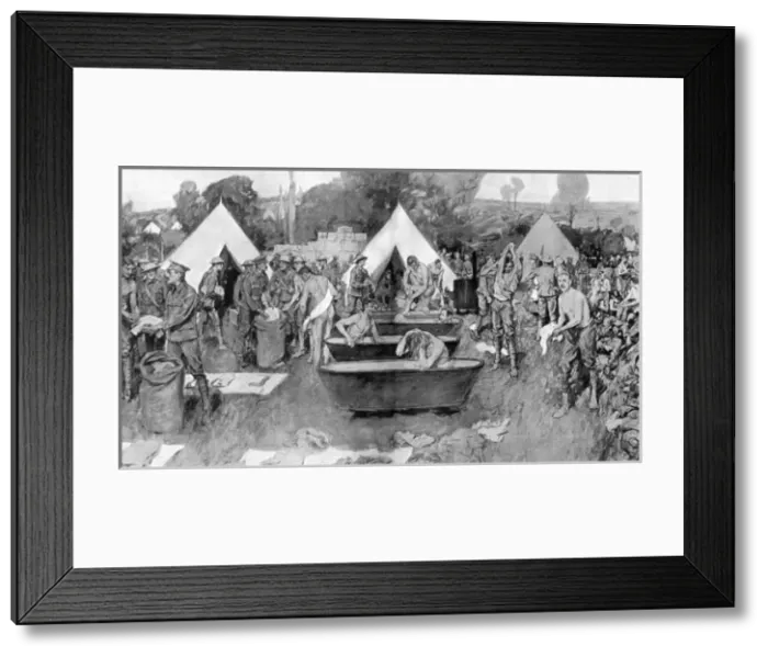 Framed Print : British soldiers washing at a rest camp Framed Print : British soldiers washing at a rest camp