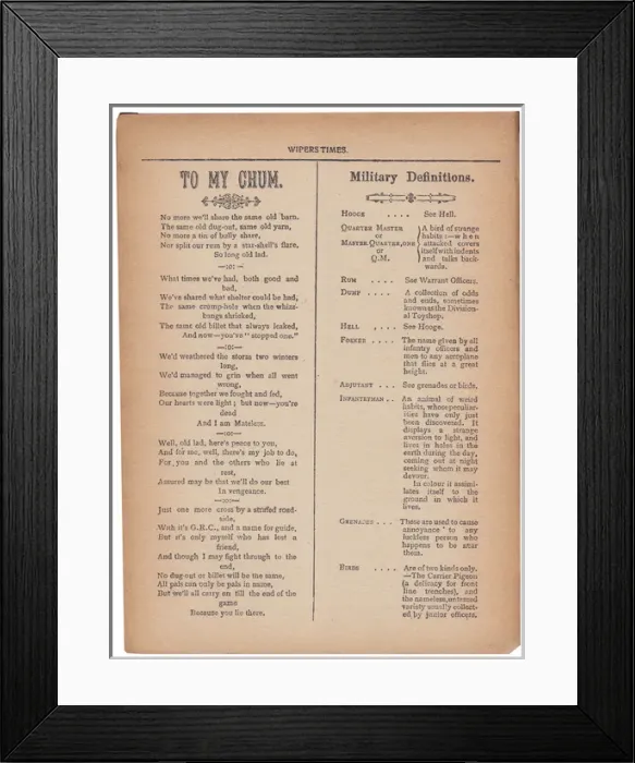 Framed Print : The Wipers Times Framed Print : The Wipers Times