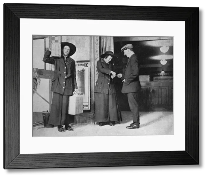 Framed Print : Woman railway officials on the Underground, WW1 Framed Print : Woman railway officials on the Underground, WW1