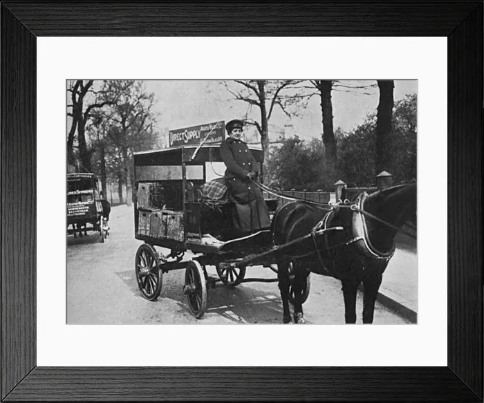 Framed Print : Woman delivery van driver, WW1 Framed Print : Woman delivery van driver, WW1