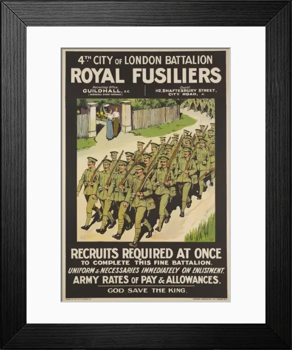 Framed Print : British Military Recruitment Poster, WW1 Framed Print : British Military Recruitment Poster, WW1