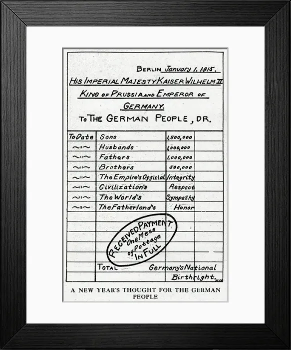 Framed Print : An invoice for Kaiser Wilhlem II, 1915 Framed Print : An invoice for Kaiser Wilhlem II, 1915