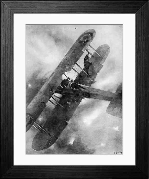 Framed Print : A Balancing Feat over the German lines, WW1 aviation Framed Print : A Balancing Feat over the German lines, WW1 aviation