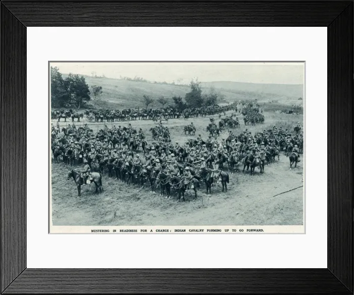 Framed Print : Indian cavalry preparing for an offensive during World War I Framed Print : Indian cavalry preparing for an offensive during World War I