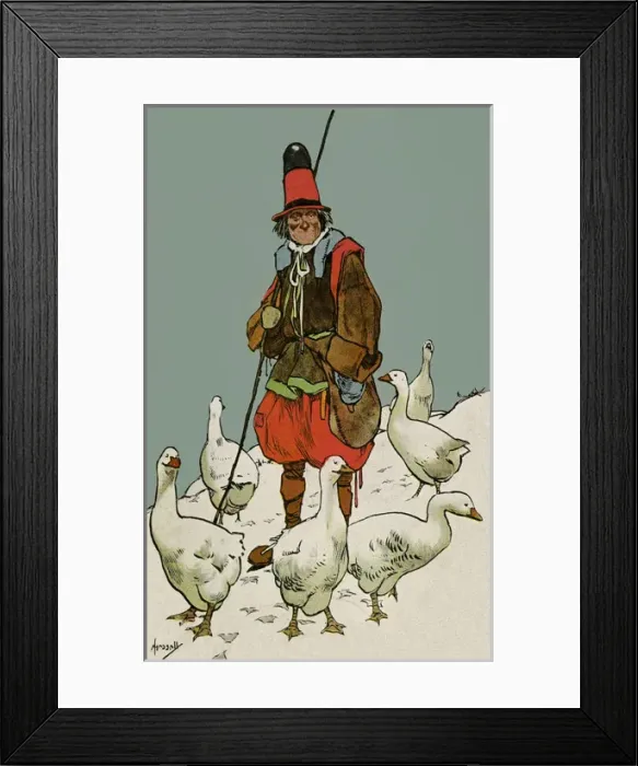 Framed Print : Shepherd & geese Framed Print : Shepherd & geese