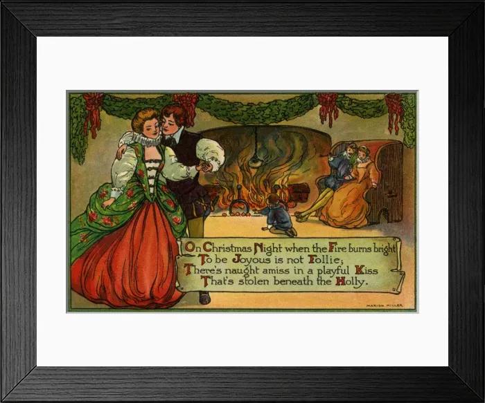 Framed Print : Loving couple at Xmas fireside Framed Print : Loving couple at Xmas fireside