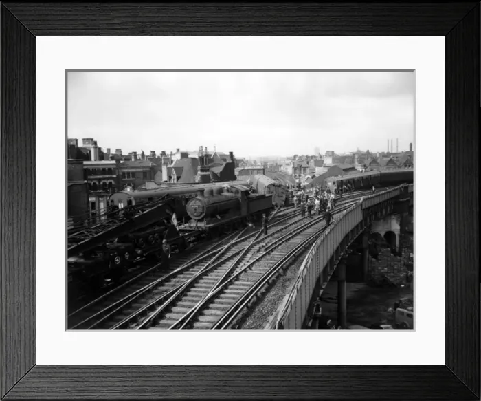 Framed Print : Train derailment, Borough Market, London SE1 Framed Print : Train derailment, Borough Market, London SE1
