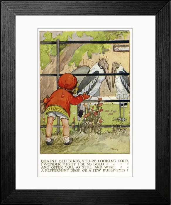 Framed Print : LA Govey. Peering at storks Framed Print : LA Govey. Peering at storks