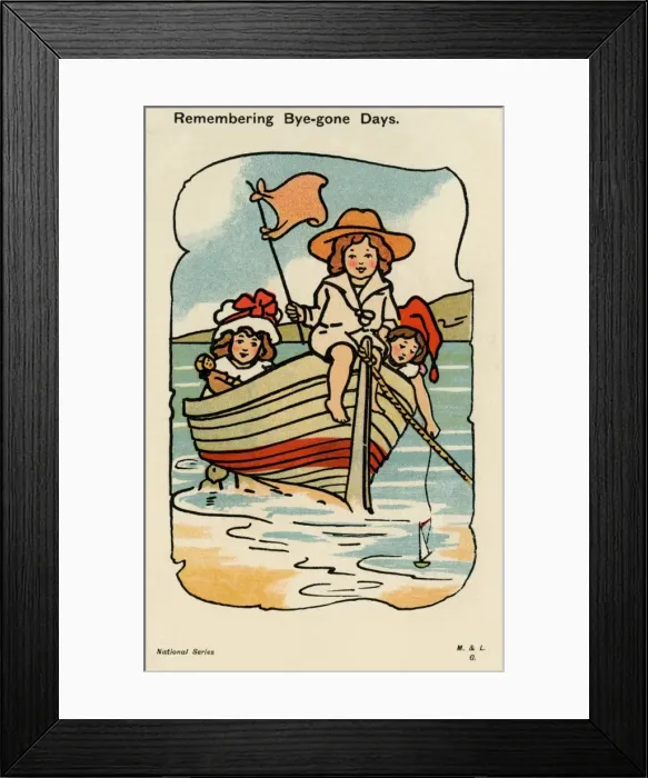 Framed Print : Children in a rowing boat Framed Print : Children in a rowing boat