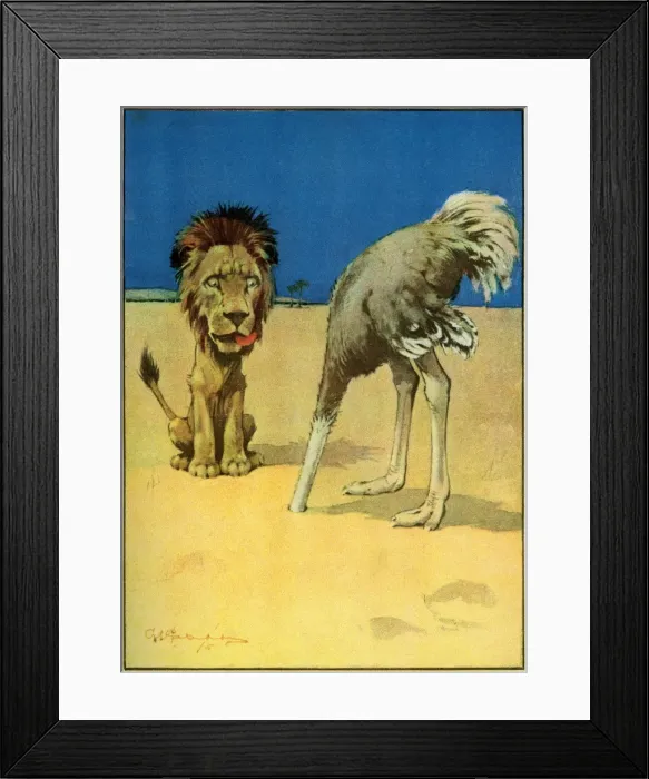 Framed Print : G Studdy. Puzzle for Mr Lion. (c. 1916) Framed Print : G Studdy. Puzzle for Mr Lion. (c. 1916)