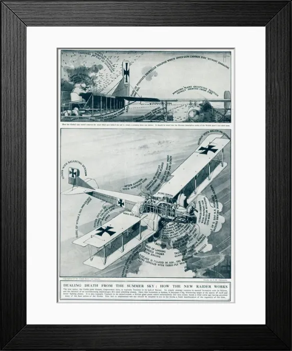 Framed Print : Gotha giant biplane, WW1 diagram Framed Print : Gotha giant biplane, WW1 diagram