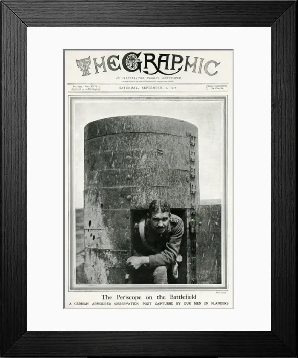 Framed Print : Graphic cover - periscope on the battlefield, WW1 Framed Print : Graphic cover - periscope on the battlefield, WW1
