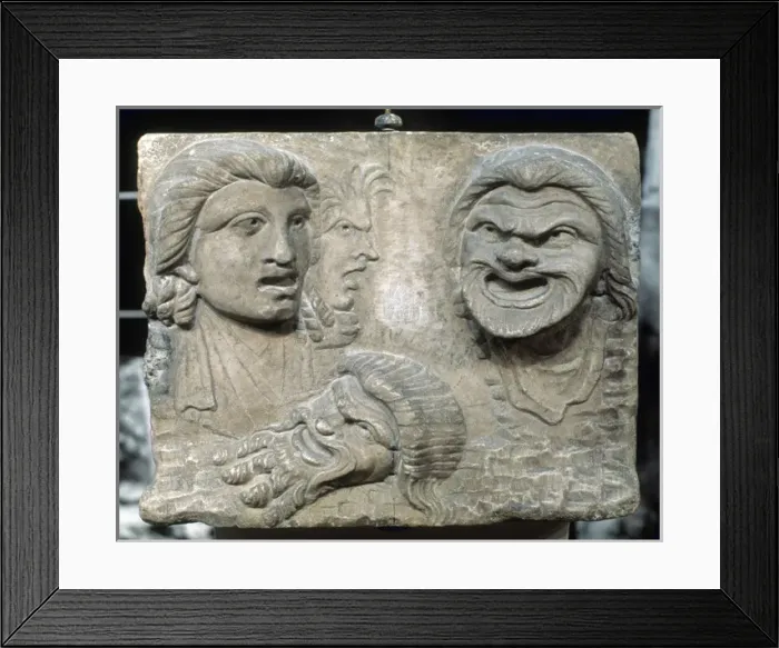 Framed Print : Roman Theatre Masks Framed Print : Roman Theatre Masks