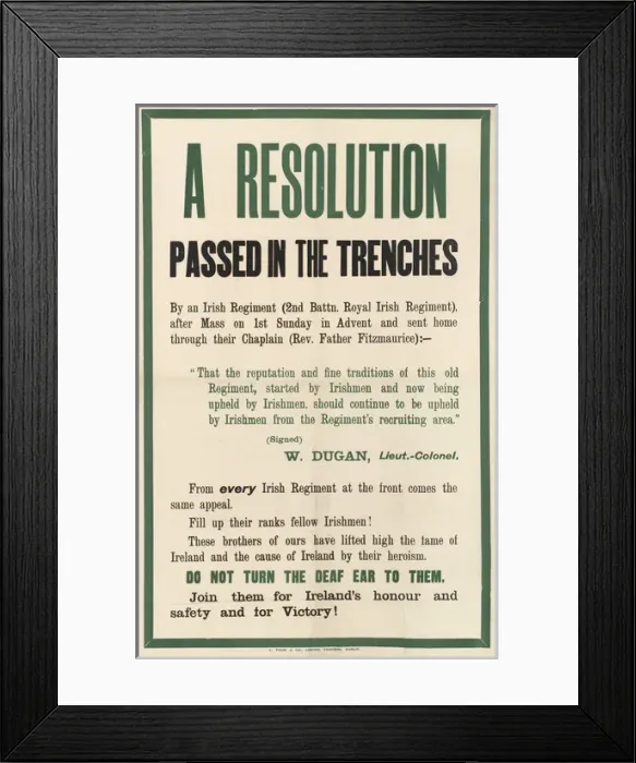 Framed Print : WW1 Recruitment Poster -- A Resolution