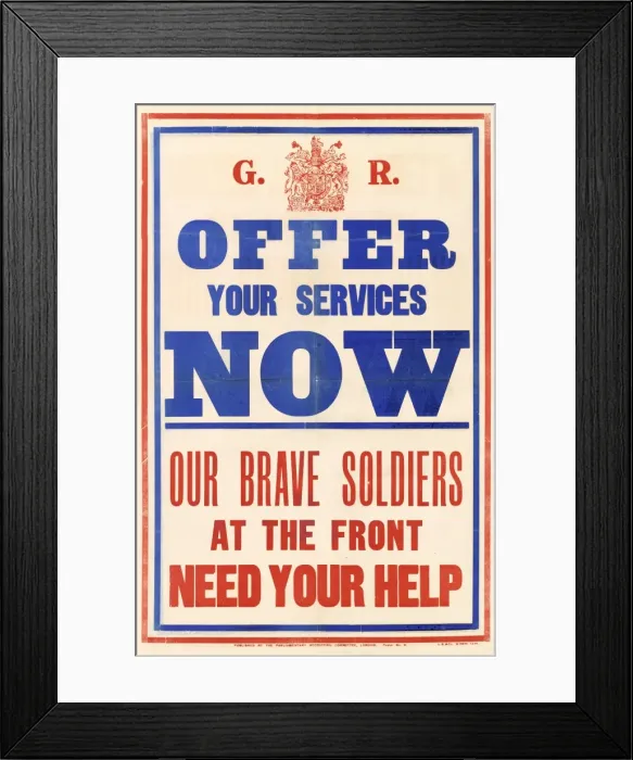 Framed Print : WW1 Recruitment Poster -- Offer Your Services Now Framed Print : WW1 Recruitment Poster -- Offer Your Services Now