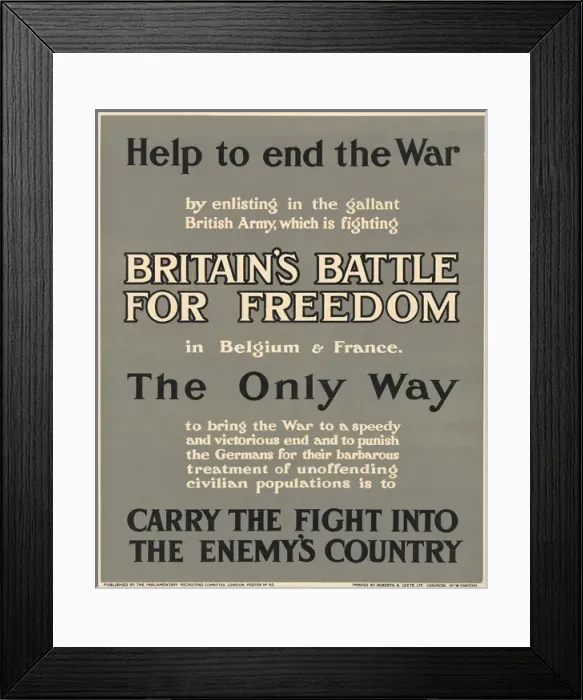 Framed Print : WW1 Recruitment Poster -- Help to end the War Framed Print : WW1 Recruitment Poster -- Help to end the War