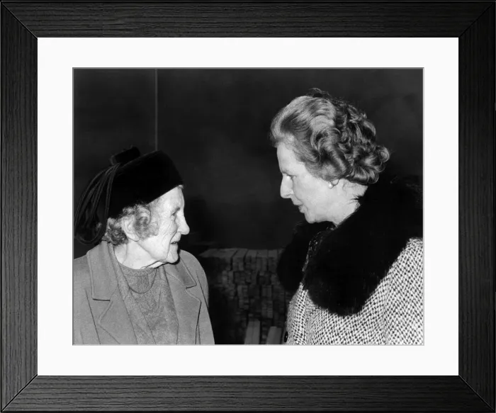 Framed Print : Prime Minister Margaret Thatcher with Dowager Lady St. Levan Framed Print : Prime Minister Margaret Thatcher with Dowager Lady St. Levan