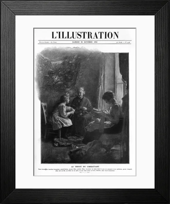 Framed Print : French women knitting for soldiers, WW1 Framed Print : French women knitting for soldiers, WW1