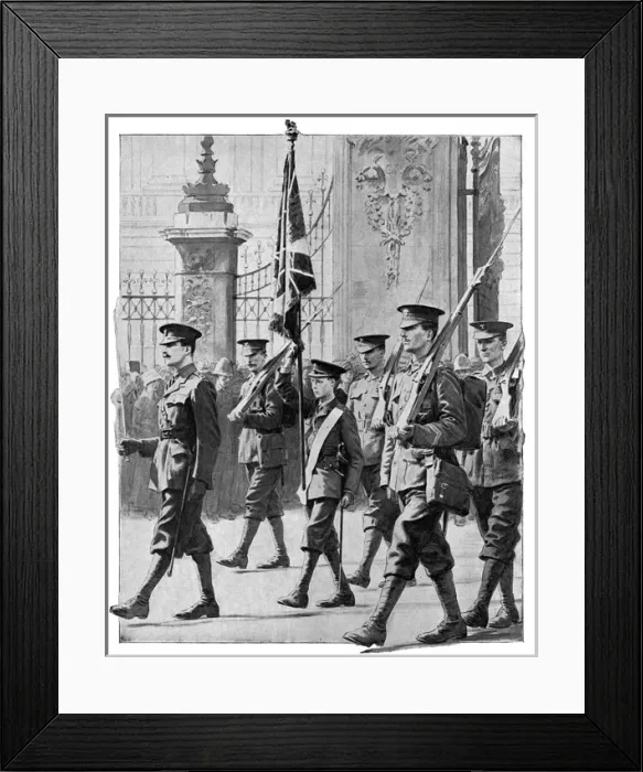 Framed Print : Prince of Wales parades with Grenadier Guards, WW1 Framed Print : Prince of Wales parades with Grenadier Guards, WW1