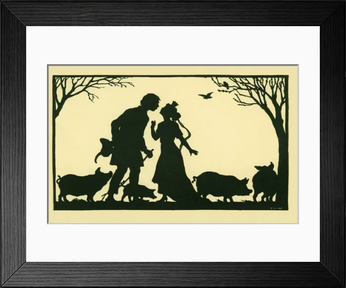 Framed Print : Silhouette. Princess & the Swineherd Framed Print : Silhouette. Princess & the Swineherd