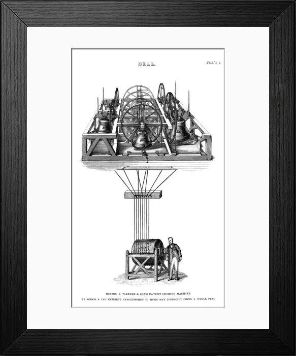 Framed Print : Warner and sons patent chiming machine Framed Print : Warner and sons patent chiming machine