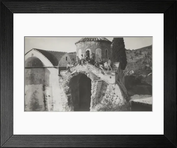 Framed Print : Group of boy scouts outside Byzantine church, Cyprus Framed Print : Group of boy scouts outside Byzantine church, Cyprus