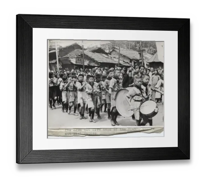 Framed Print : Drum and fife band, Hankow scouts and guides, China Framed Print : Drum and fife band, Hankow scouts and guides, China