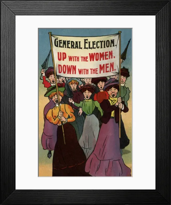 Framed Print : Suffragettes Marching at Election Framed Print : Suffragettes Marching at Election