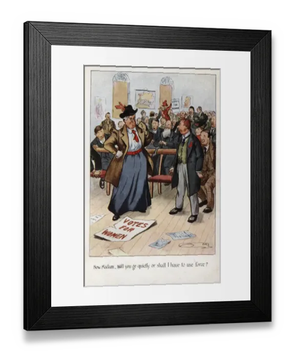Framed Print : Suffragette Disrupts Meeting Framed Print : Suffragette Disrupts Meeting