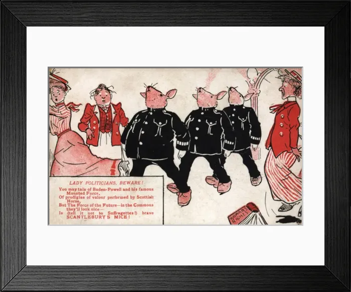 Framed Print : Suffragette, Beware Scantleburys Mice Framed Print : Suffragette, Beware Scantleburys Mice