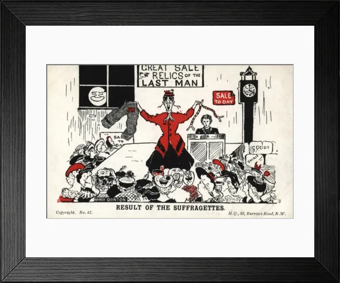 Framed Print : Suffragettes, the Last Man, Auction Relics Framed Print : Suffragettes, the Last Man, Auction Relics
