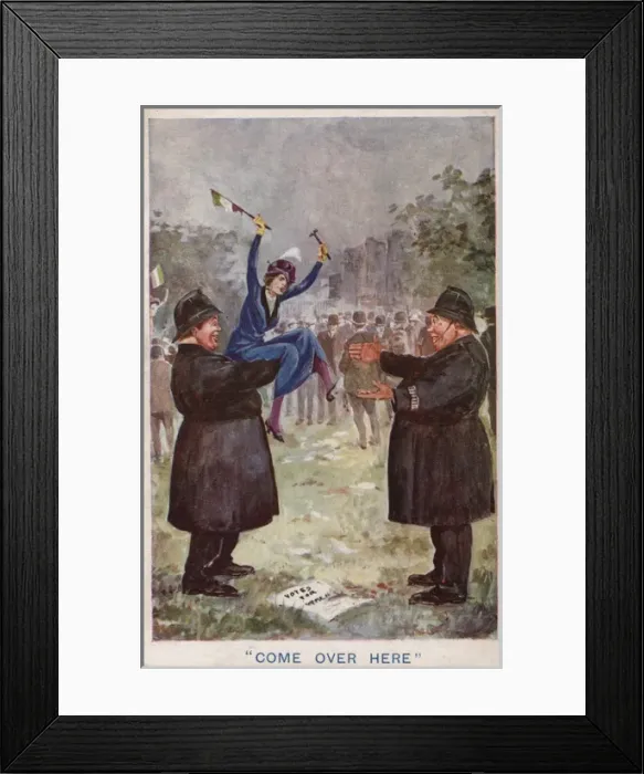 Framed Print : Suffragette, Policeman Come over Here Framed Print : Suffragette, Policeman Come over Here