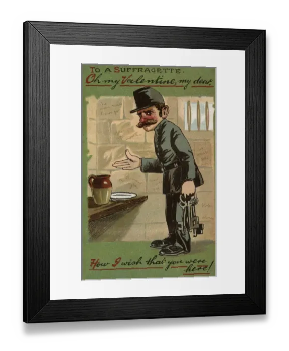 Framed Print : Suffragette Valentine Prison Warder Framed Print : Suffragette Valentine Prison Warder