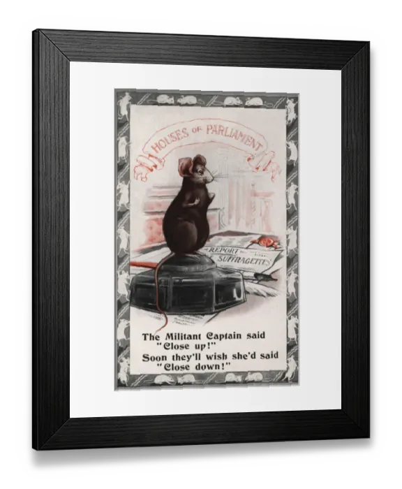 Framed Print : Suffragette Mouse in Houses of Parliament Framed Print : Suffragette Mouse in Houses of Parliament