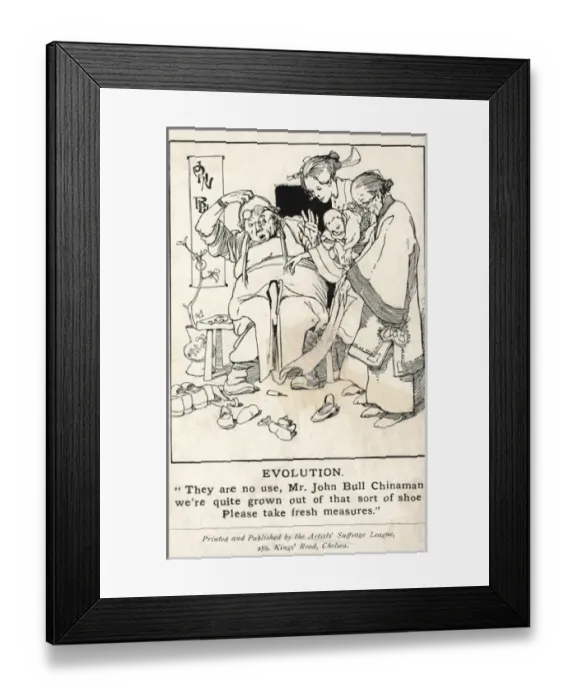 Framed Print : Evolution. Chinese women reject traditional shoes Framed Print : Evolution. Chinese women reject traditional shoes